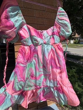 Amanda Uprichard Sicily Mini Dress in Mystic Print Size SMALL  - Gently Used